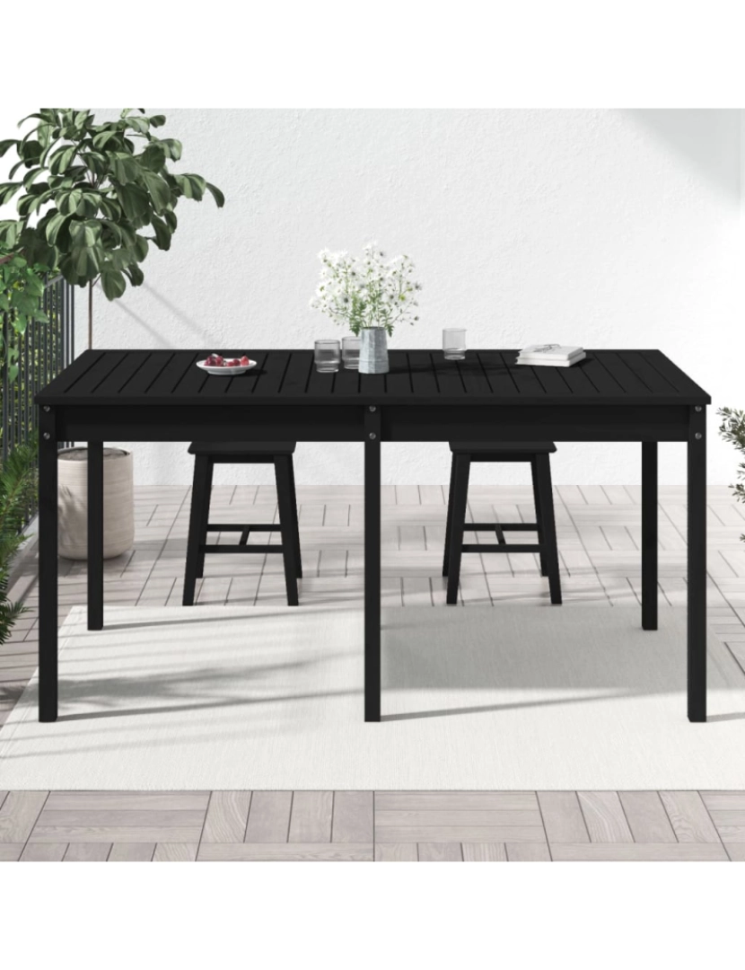 imagem de vidaXL Mesa de jardim 159,5x82,5x76 cm madeira de pinho maciça preto4