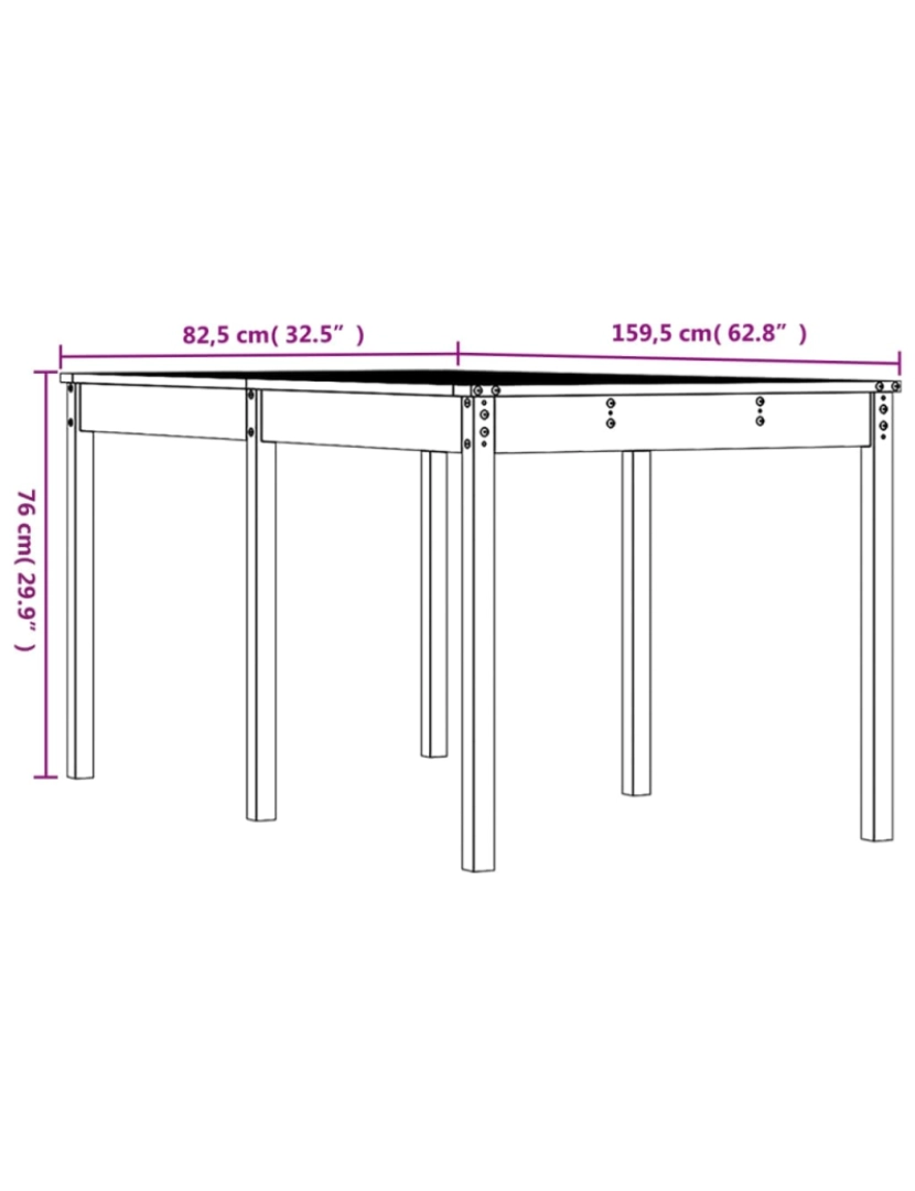 imagem de vidaXL Mesa de jardim 159,5x82,5x76 cm madeira de pinho maciça preto9