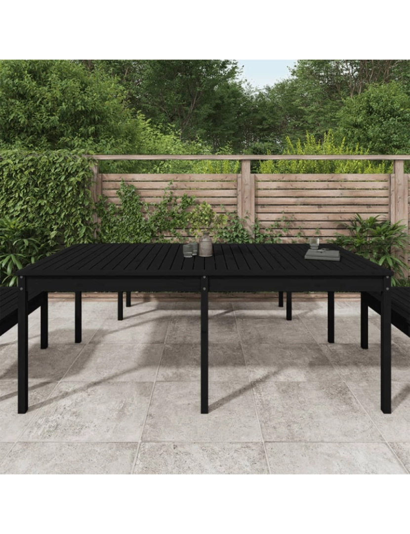 imagem de vidaXL Mesa de jardim 203,5x100x76 cm madeira de pinho maciça preto4