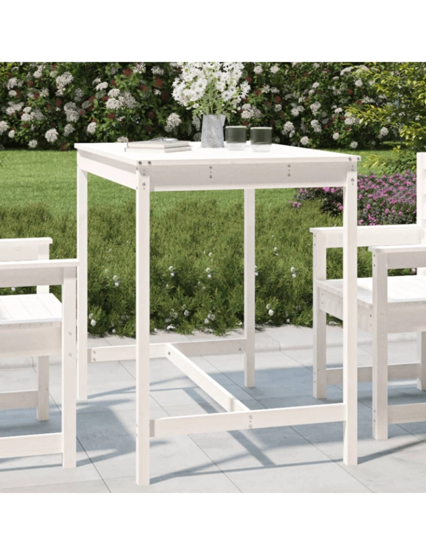 imagem de vidaXL Mesa de jardim 121x82,5x110 cm madeira de pinho maciça branco2