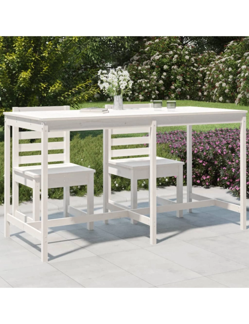 imagem de vidaXL Mesa de jardim 203,5x90x110 cm madeira de pinho maciça branco2