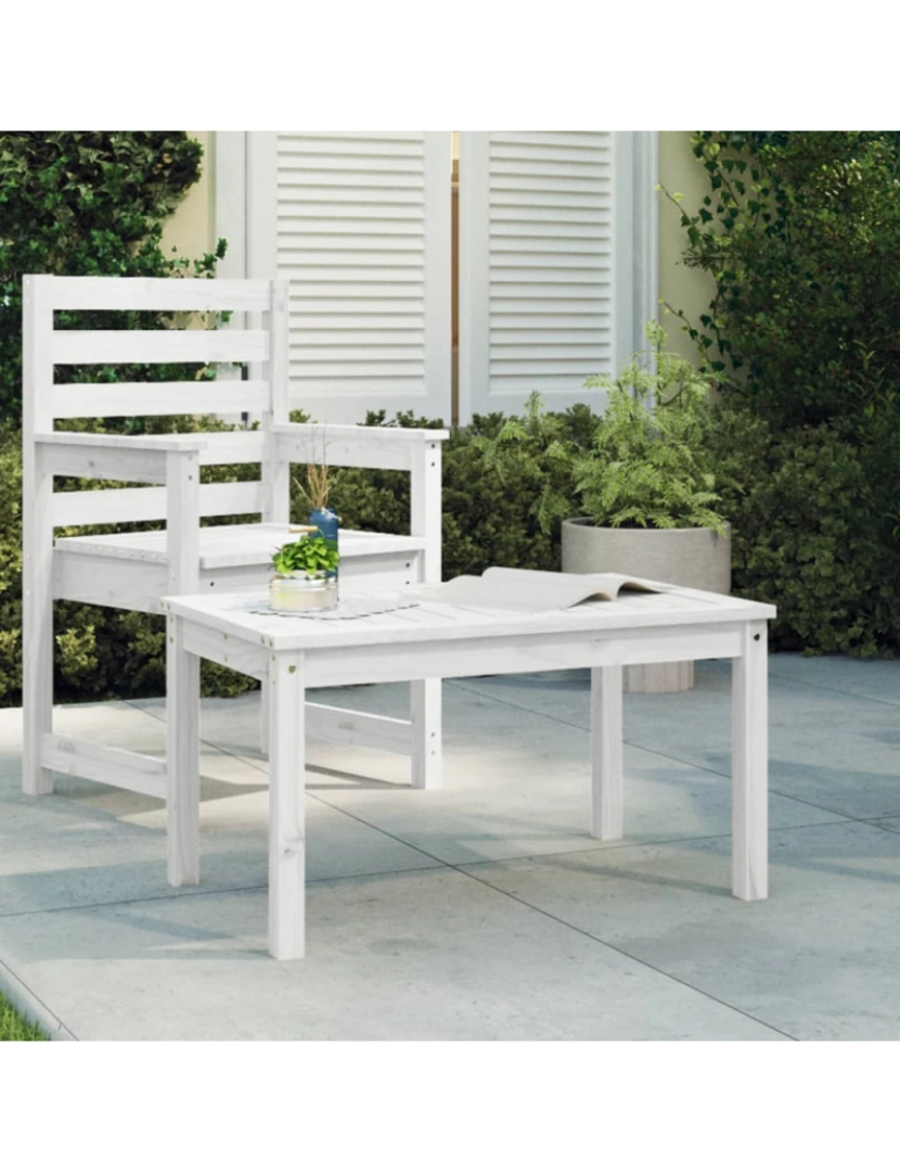 imagem de vidaXL Mesa de jardim 82,5x50,5x45 cm madeira de pinho maciça branco2