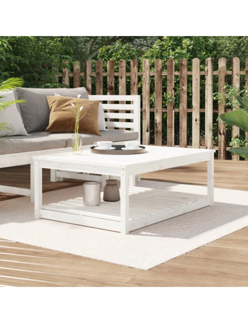 imagem de vidaXL Mesa de jardim 121x82,5x45 cm madeira de pinho maciça branco2