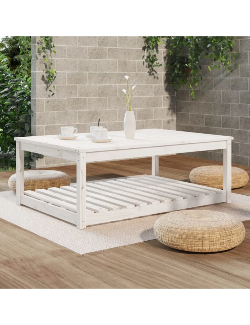 imagem de vidaXL Mesa de jardim 121x82,5x45 cm madeira de pinho maciça branco4