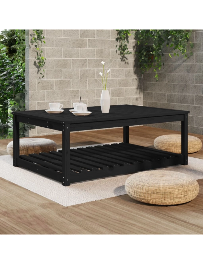 imagem de vidaXL Mesa de jardim 121x82,5x45 cm madeira de pinho maciça preto4