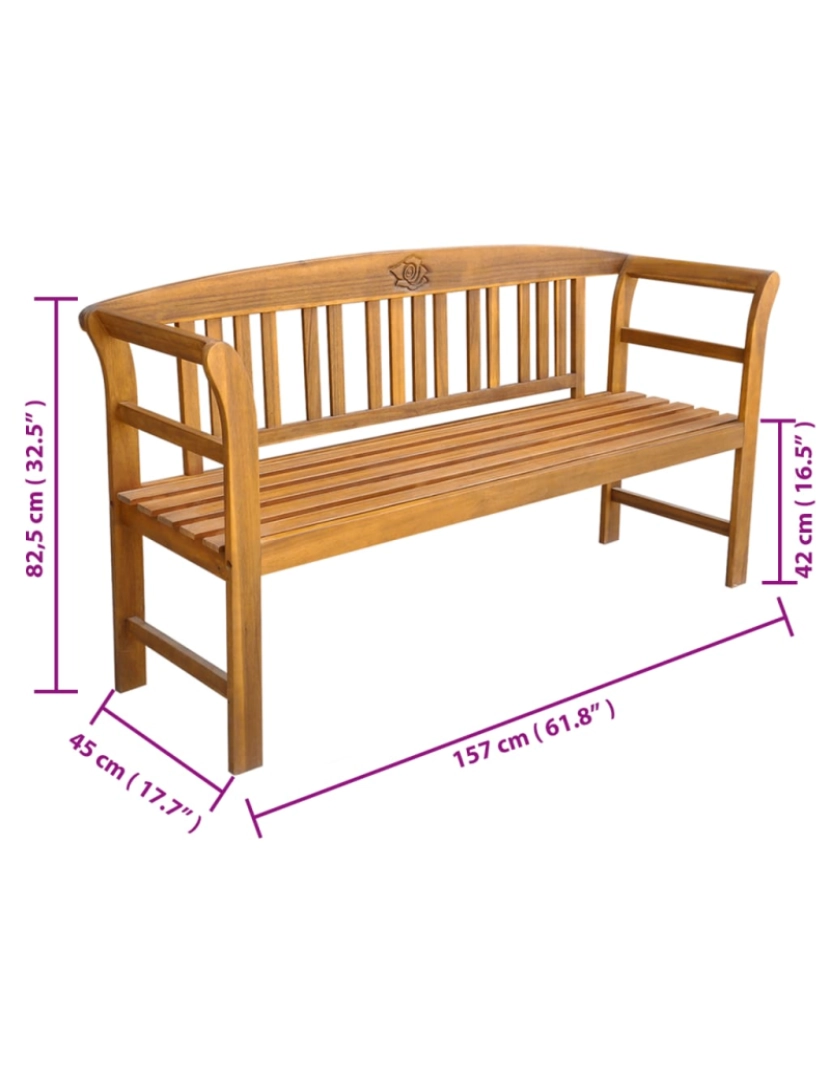 imagem de vidaXL Banco de jardim com almofadão 157 cm madeira de acácia maciça11