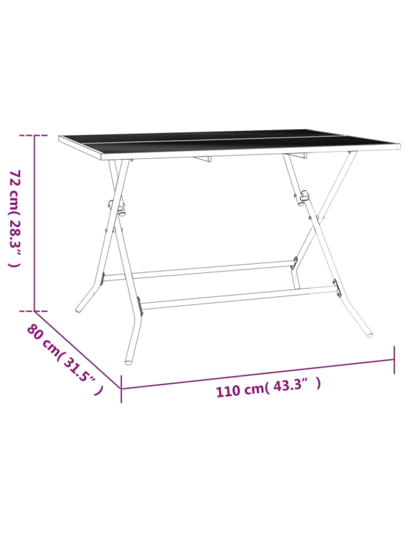 imagem de vidaXL Mesa de jardim dobrável 110x80x72 cm malha de aço antracite10