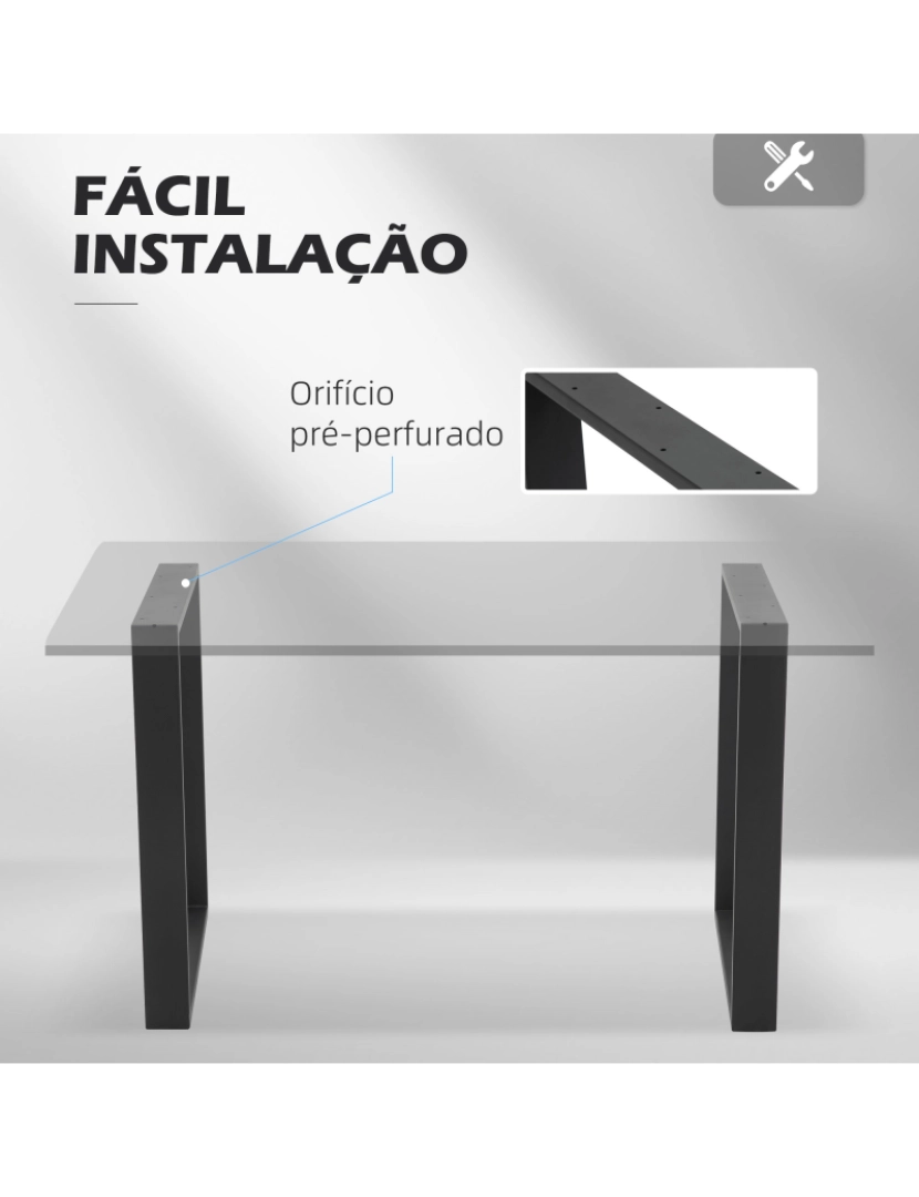 X-shaped - Conjunto de 2 pés de mesa em aço revestido a pó em forma de 'x'.  Cor preta. Altura do chão 71cm