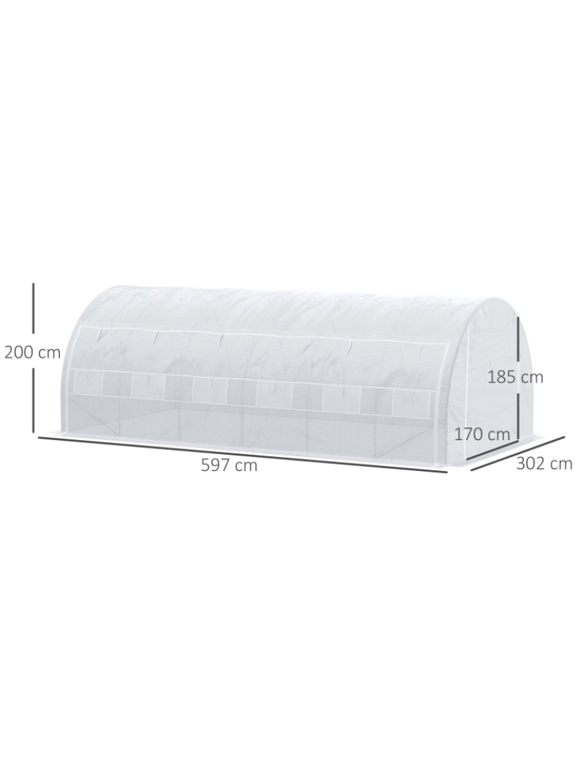 imagem de Estufa Tipo Túnel 6x3x2m cor branco 845-612WT3