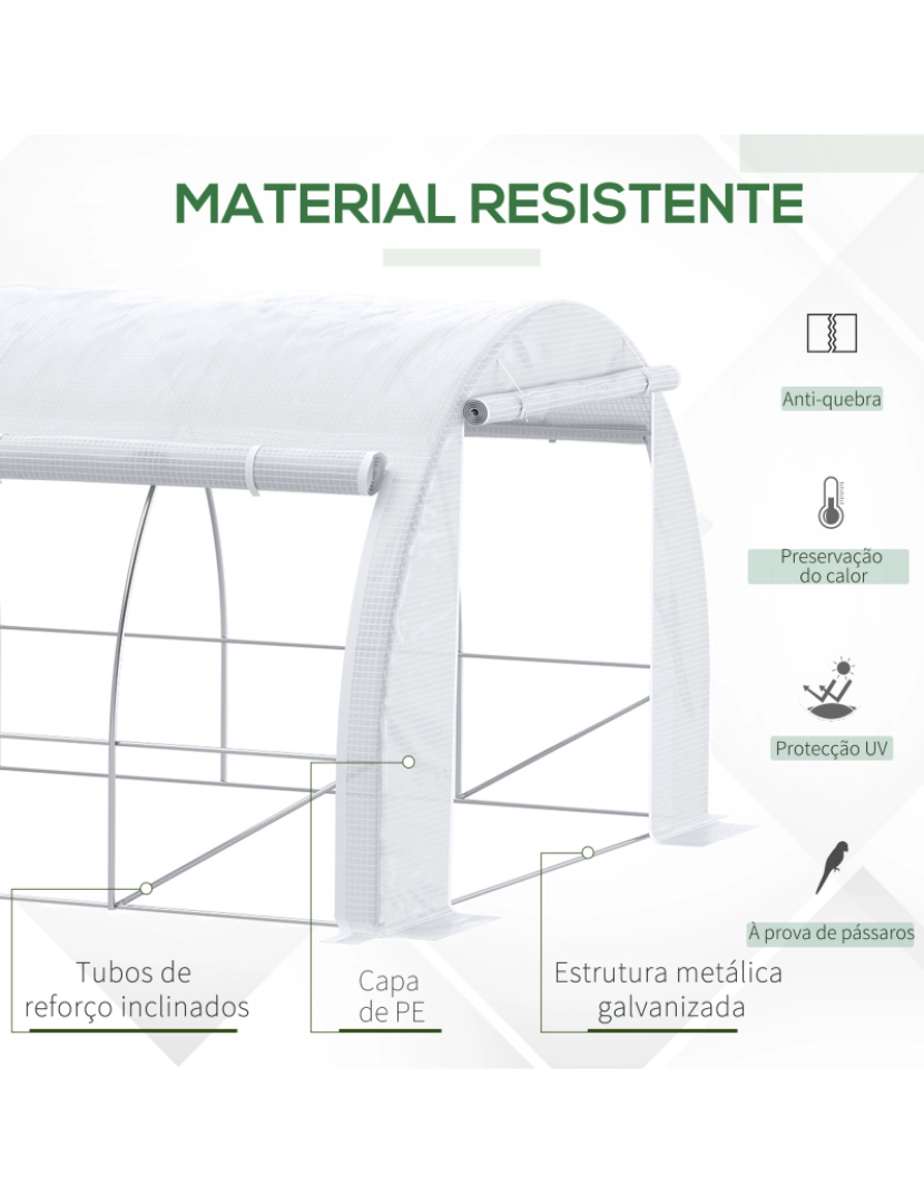 imagem de Estufa Tipo Túnel 6x3x2m cor branco 845-612WT4