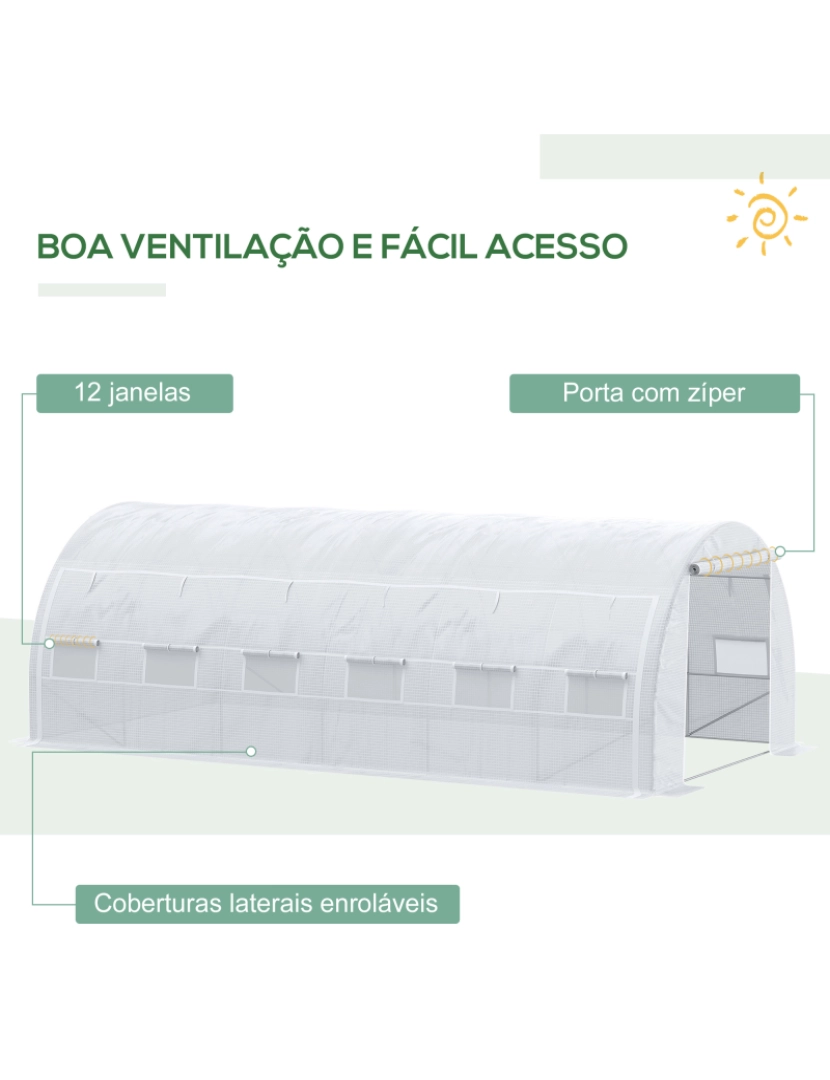 imagem de Estufa Tipo Túnel 6x3x2m cor branco 845-612WT5