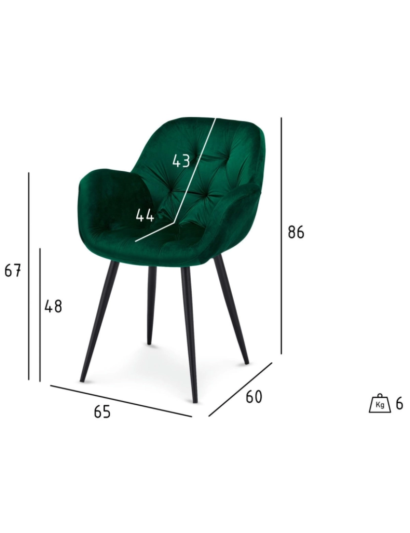 imagem de Conjunto de 2 cadeiras de jantar verde Salina6