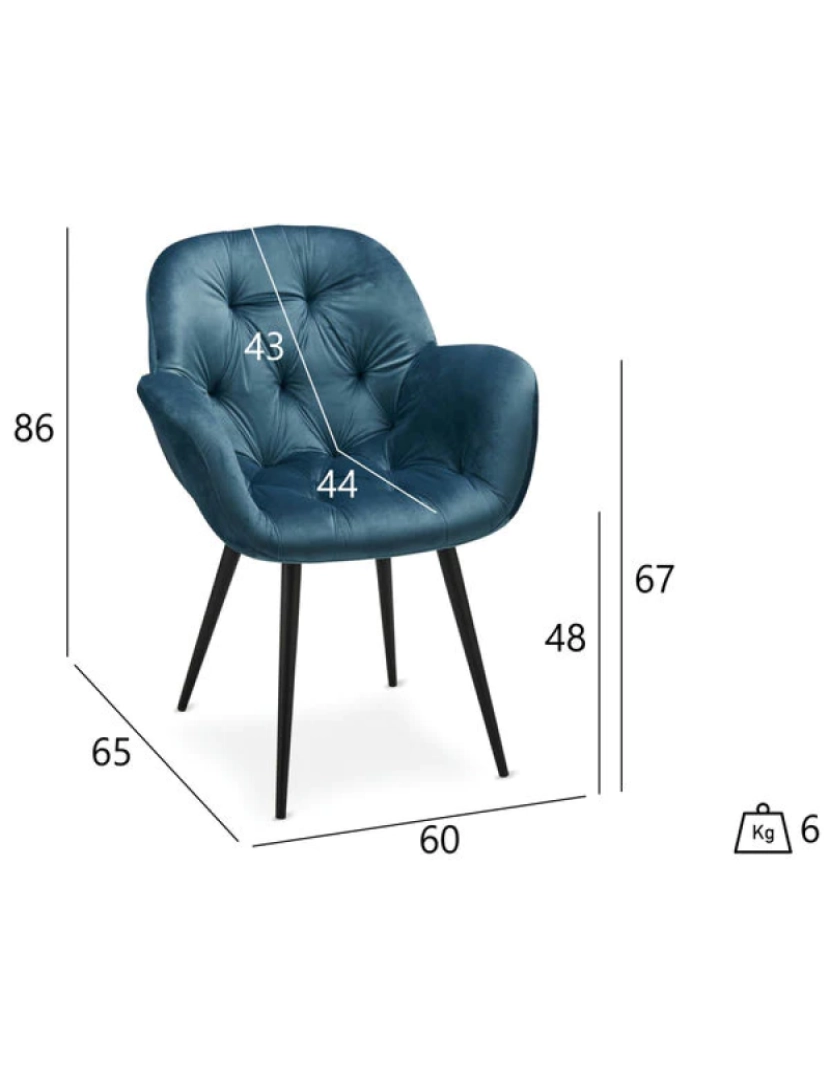 imagem de Conjunto de 2 cadeiras de jantar azul claro Salina7