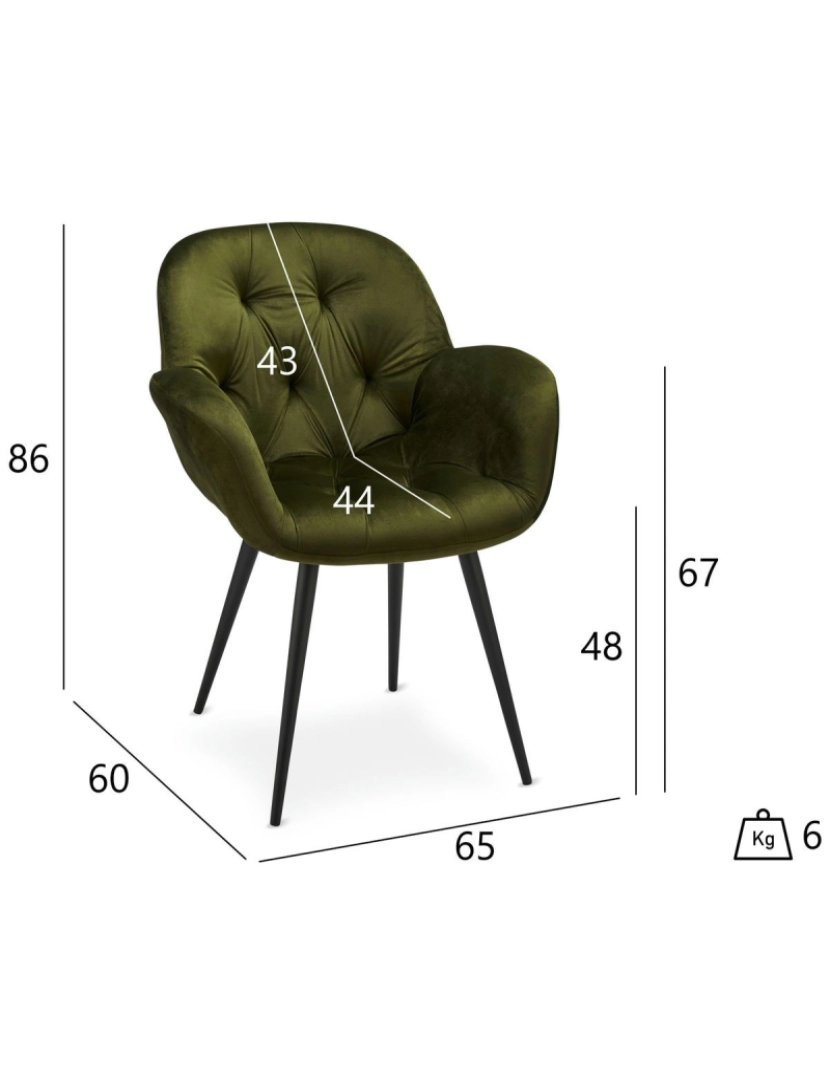 imagem de Conjunto de 2 cadeiras de jantar verdes Olive Salina6