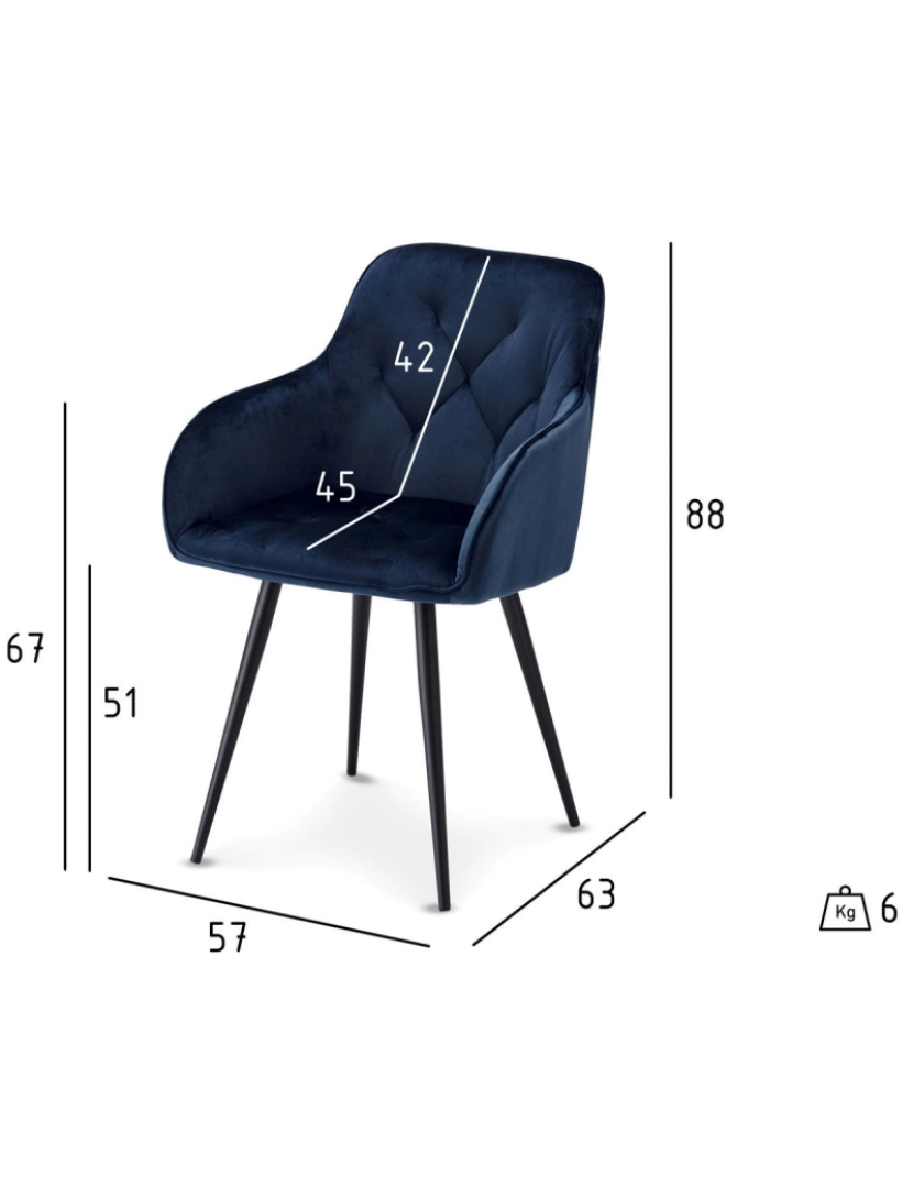 imagem de Conjunto de 2 cadeiras de jantar azul Nadja6