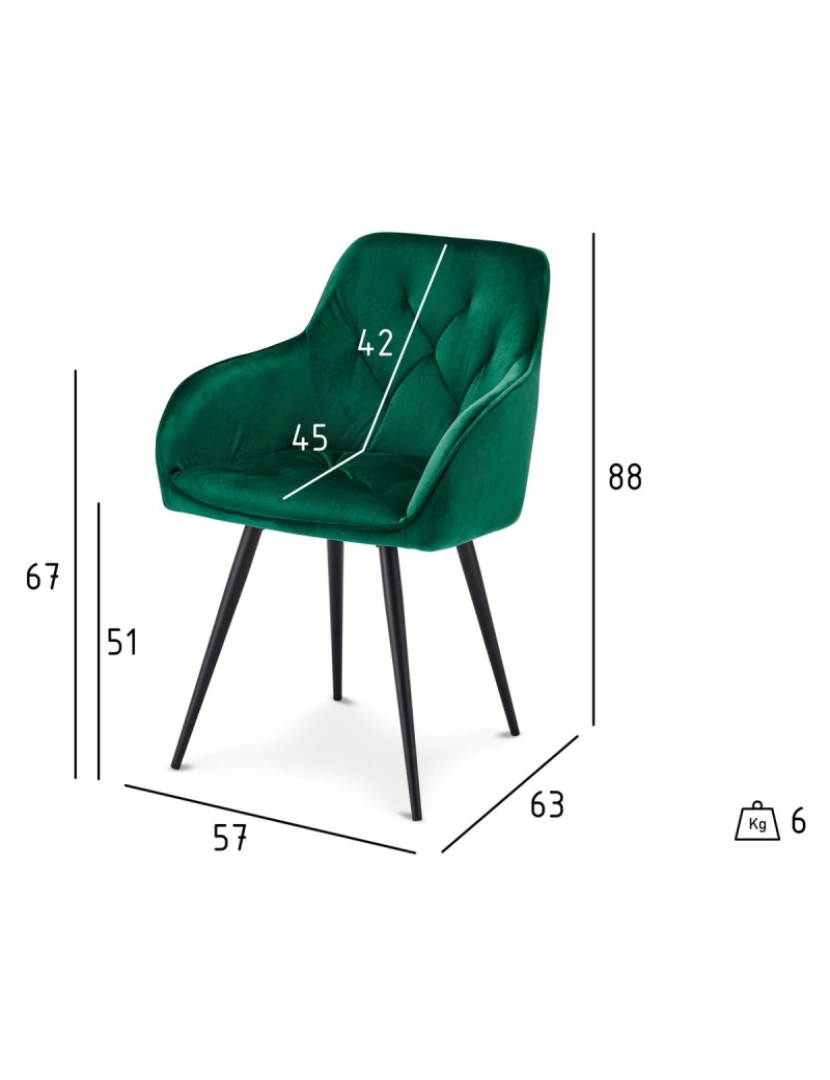 imagem de Conjunto de 2 cadeiras de jantar verdes Nadja6