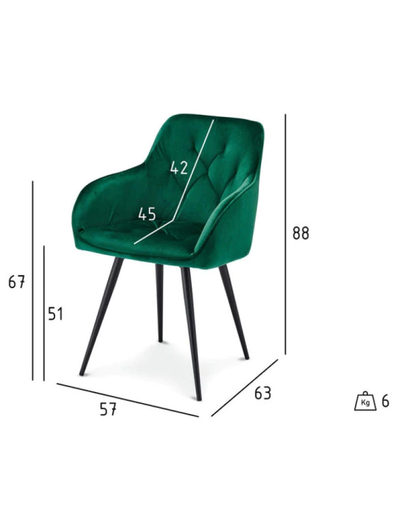 imagem de Conjunto de 2 cadeiras de jantar verdes Nadja7