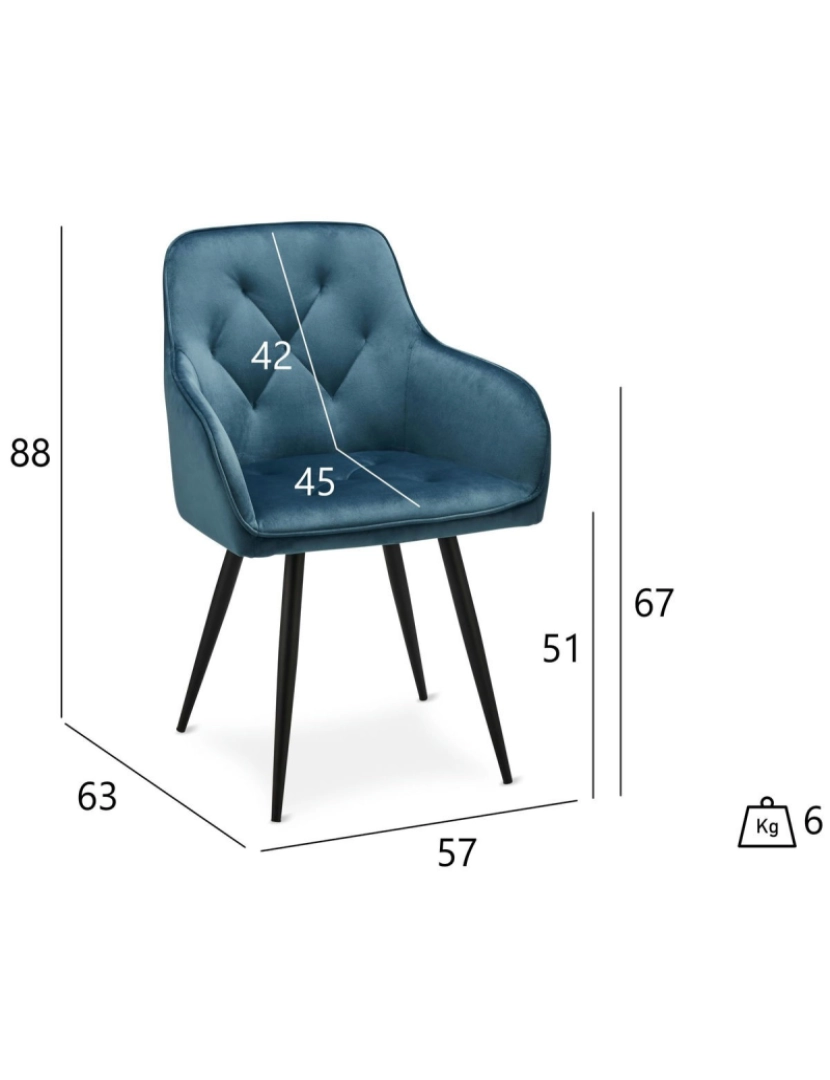 imagem de Conjunto de 2 cadeiras de jantar azul claro Nadja6