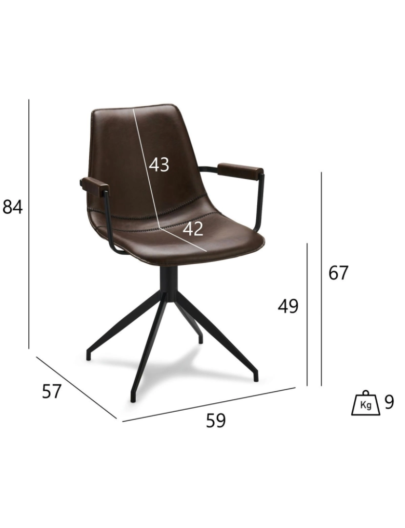 imagem de Conjunto de 2 cadeiras de jantar marrom escuro com braços Isabel7