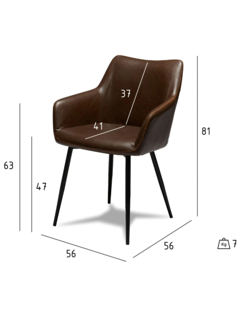imagem de Conjunto de 2 cadeiras de jantar marrom escuro Maria6