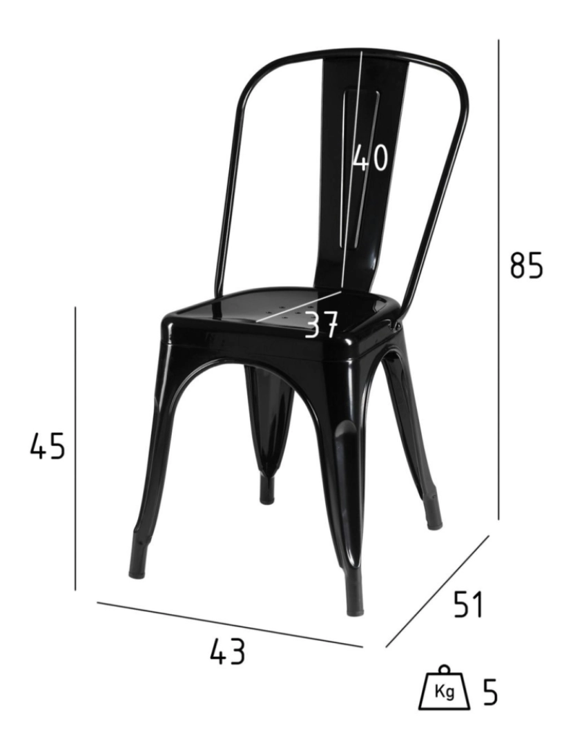 imagem de Conjunto de 4 cadeiras de jantar preto Korona6