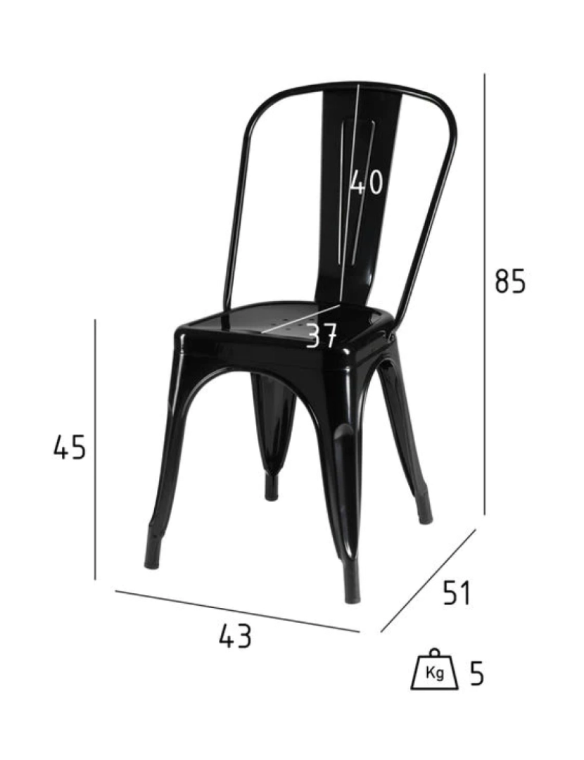 imagem de Conjunto de 4 cadeiras de jantar preto Korona7