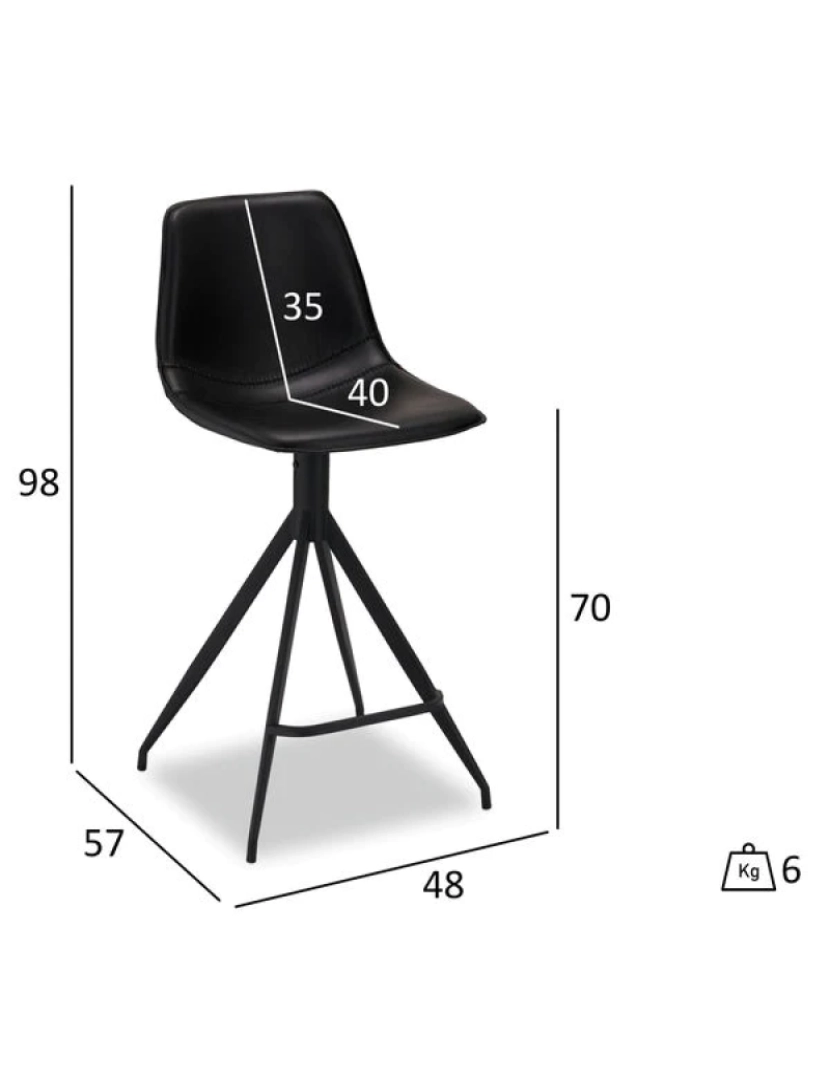 imagem de Conjunto de 2 cadeiras de bar preto Isabel10