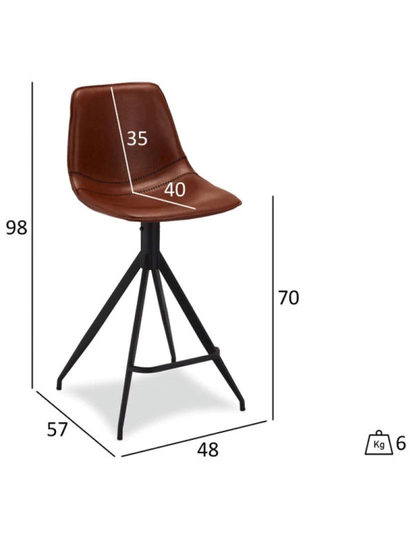imagem de Conjunto de 2 cadeiras de bar marrom claro Isabel10