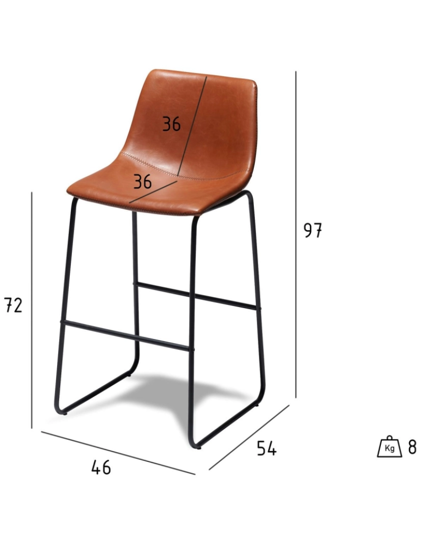 imagem de Conjunto de 2 cadeiras de bar marrom Indiana6