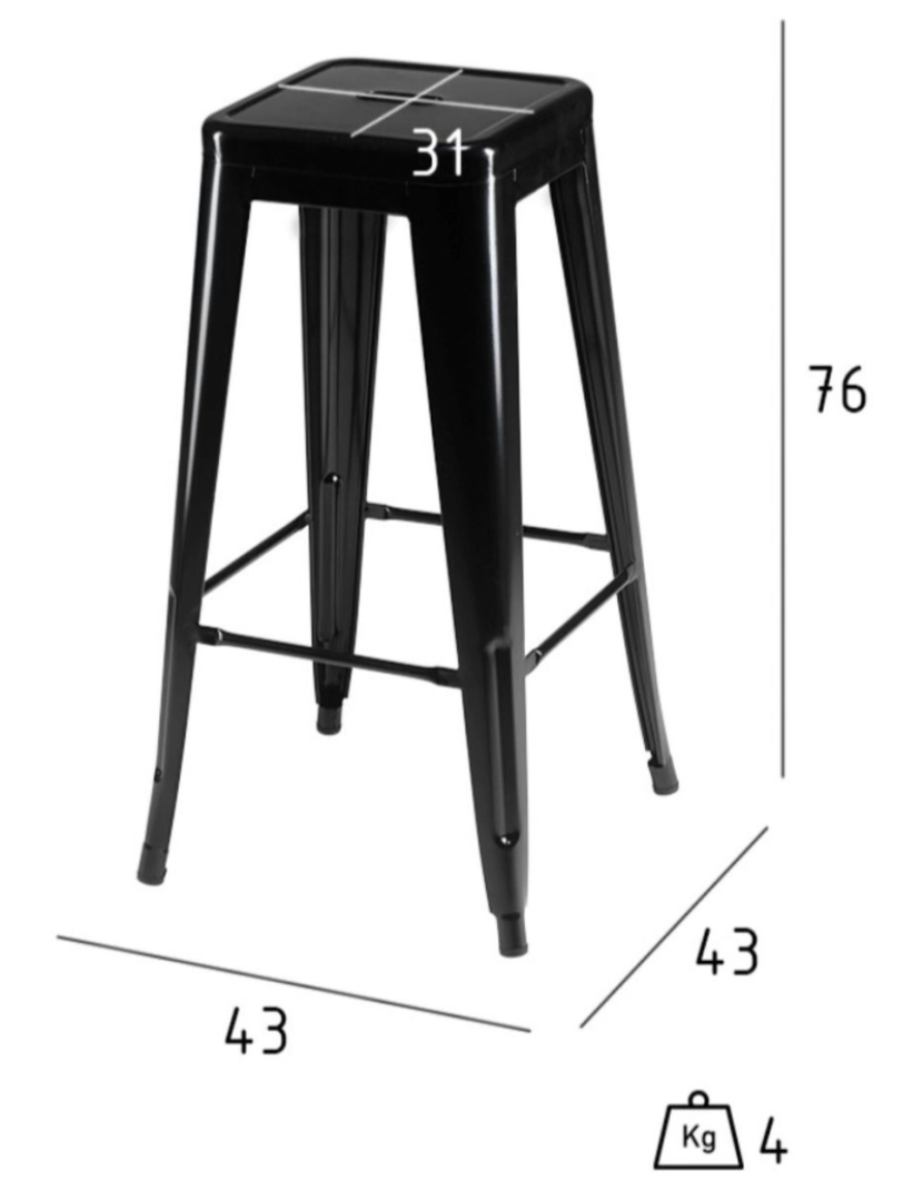 imagem de Conjunto de 4 cadeiras de bar preto Korona6