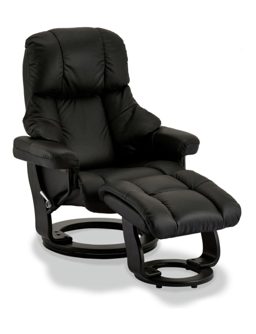 imagem de Recliner com Footstool Coroa de couro preto1