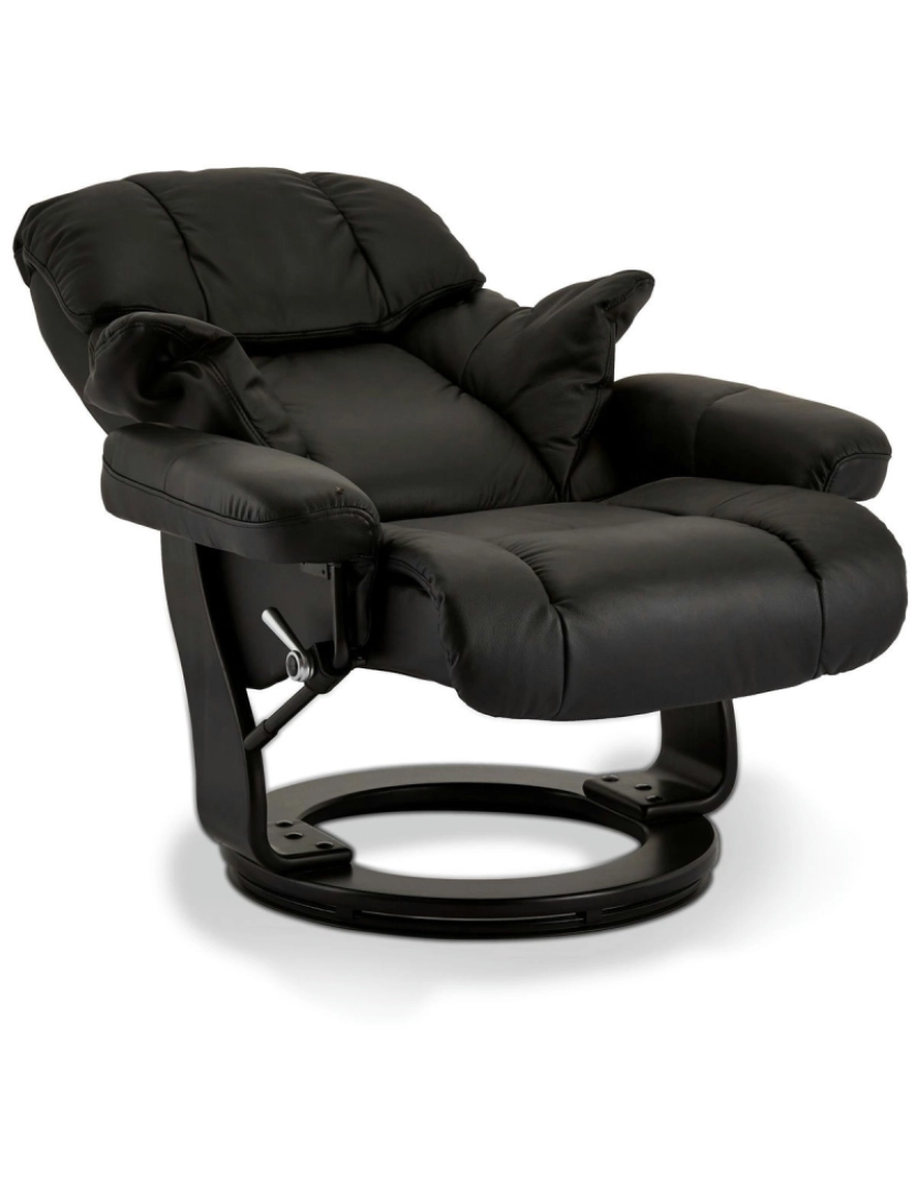 imagem de Recliner com Footstool Coroa de couro preto4