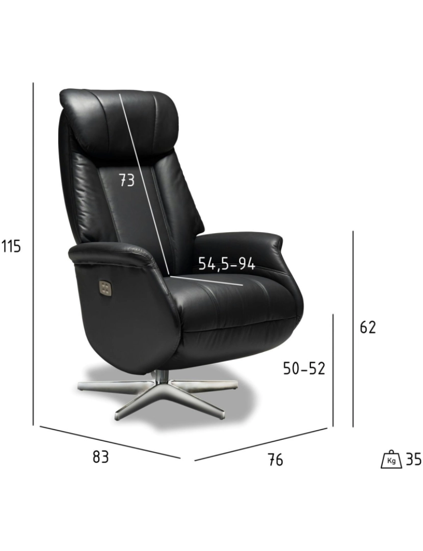 imagem de Recliner Bonanza couro preto8