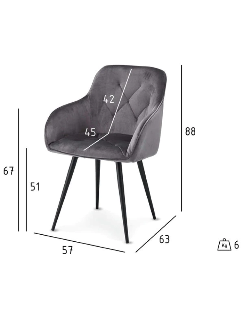imagem de Conjunto de 2 cadeiras de jantar cinza Nadja7