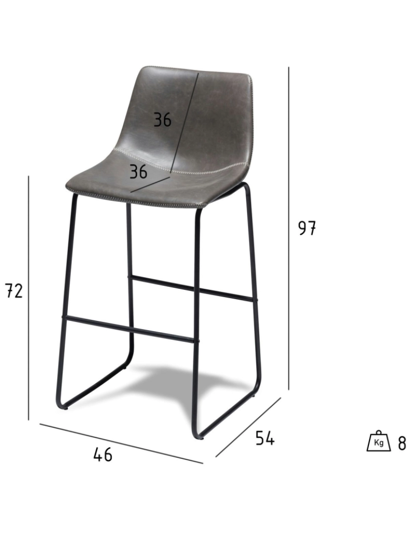 imagem de Conjunto de 2 cadeiras de bar cinza Indiana6