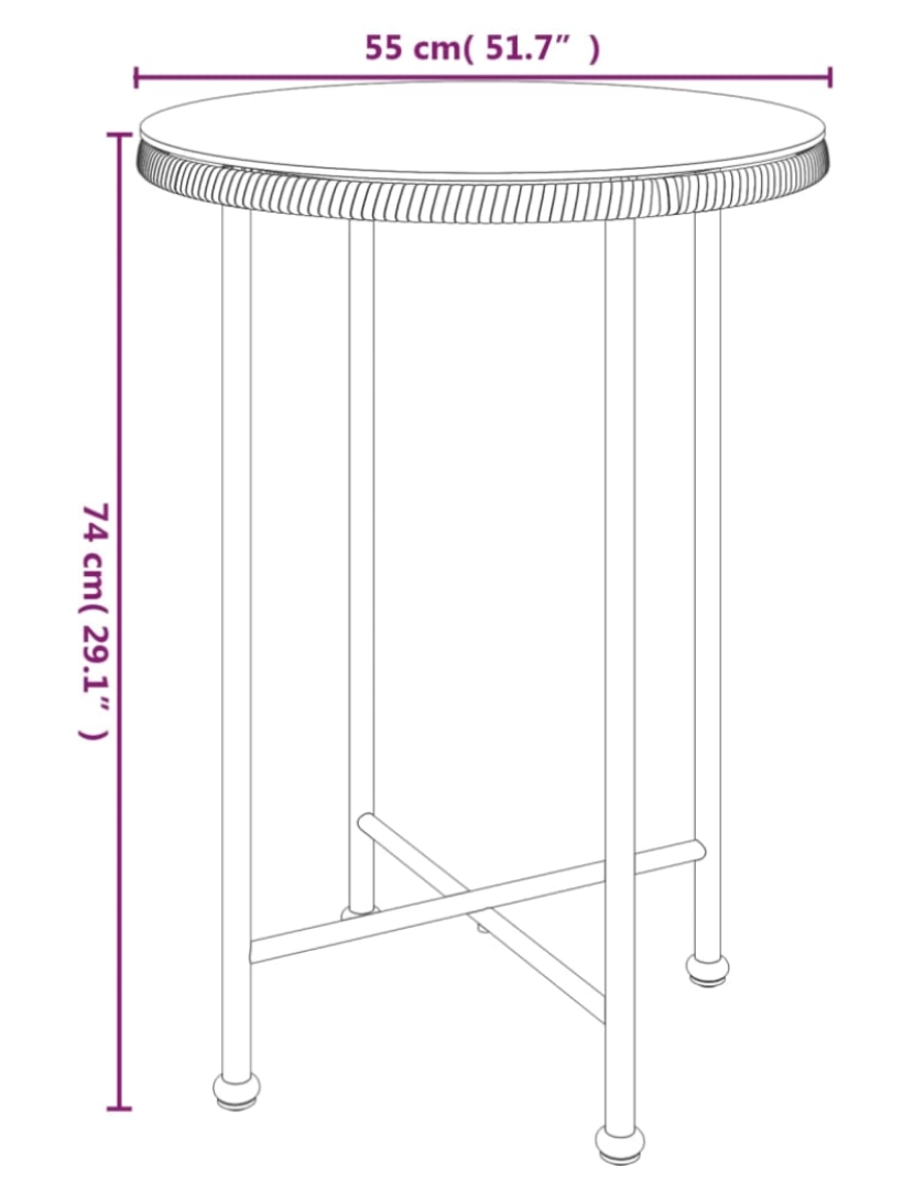 imagem de vidaXL Mesa de jantar Ø55 cm   vidro temperado e aço preto7