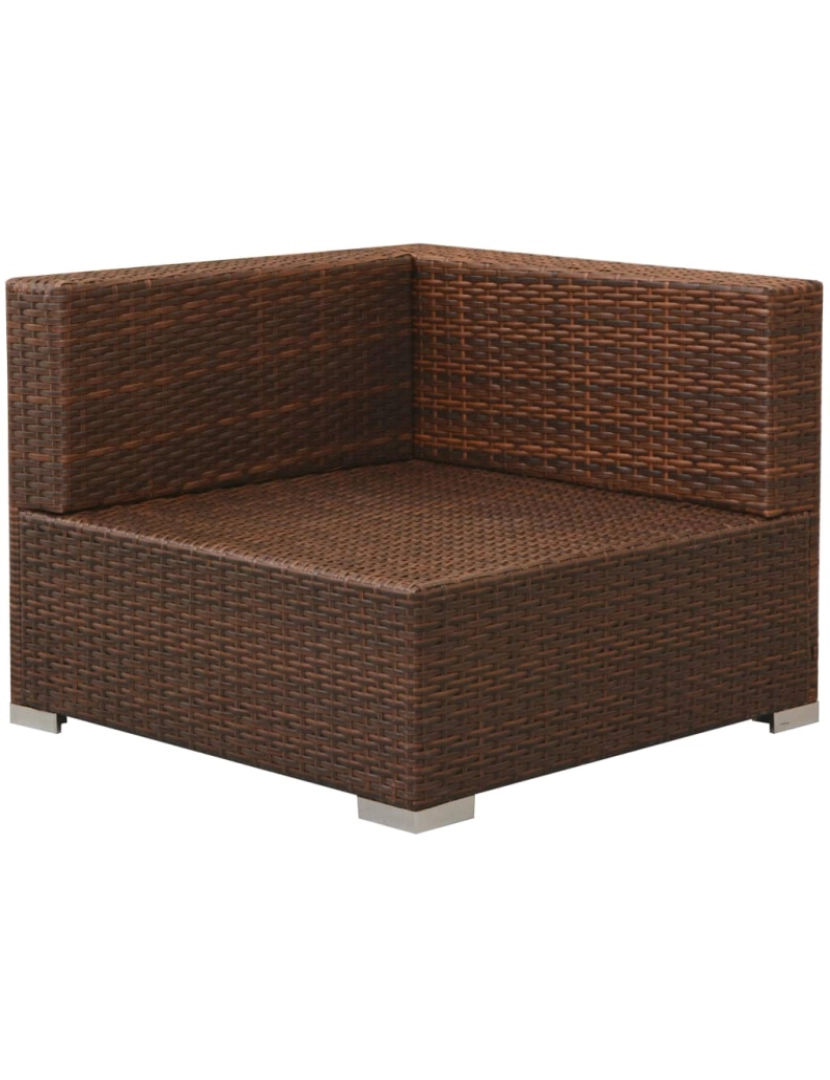 imagem de vidaXL 3 pcs conjunto lounge jardim c/ almofadões vime PE castanho7