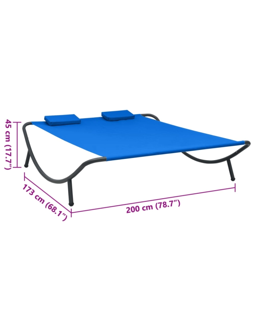 imagem de vidaXL Espreguiçadeira de exterior em tecido azul8