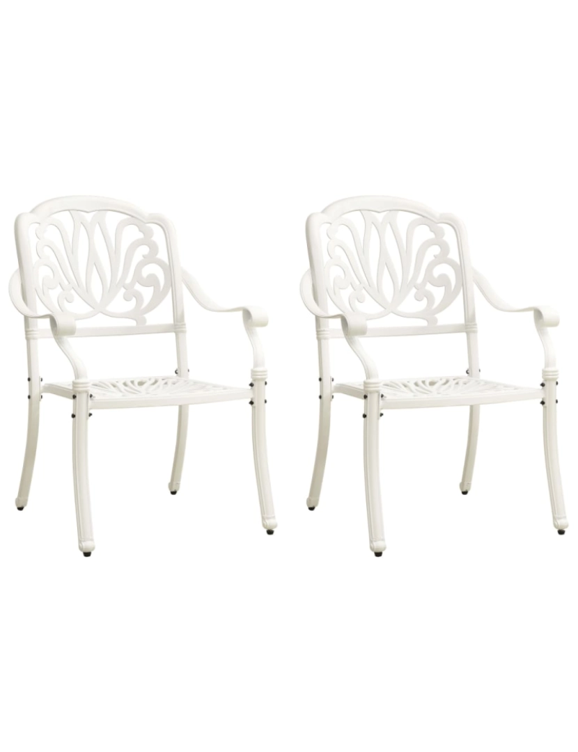 imagem de vidaXL Cadeiras de jardim 2 pcs alumínio fundido branco2