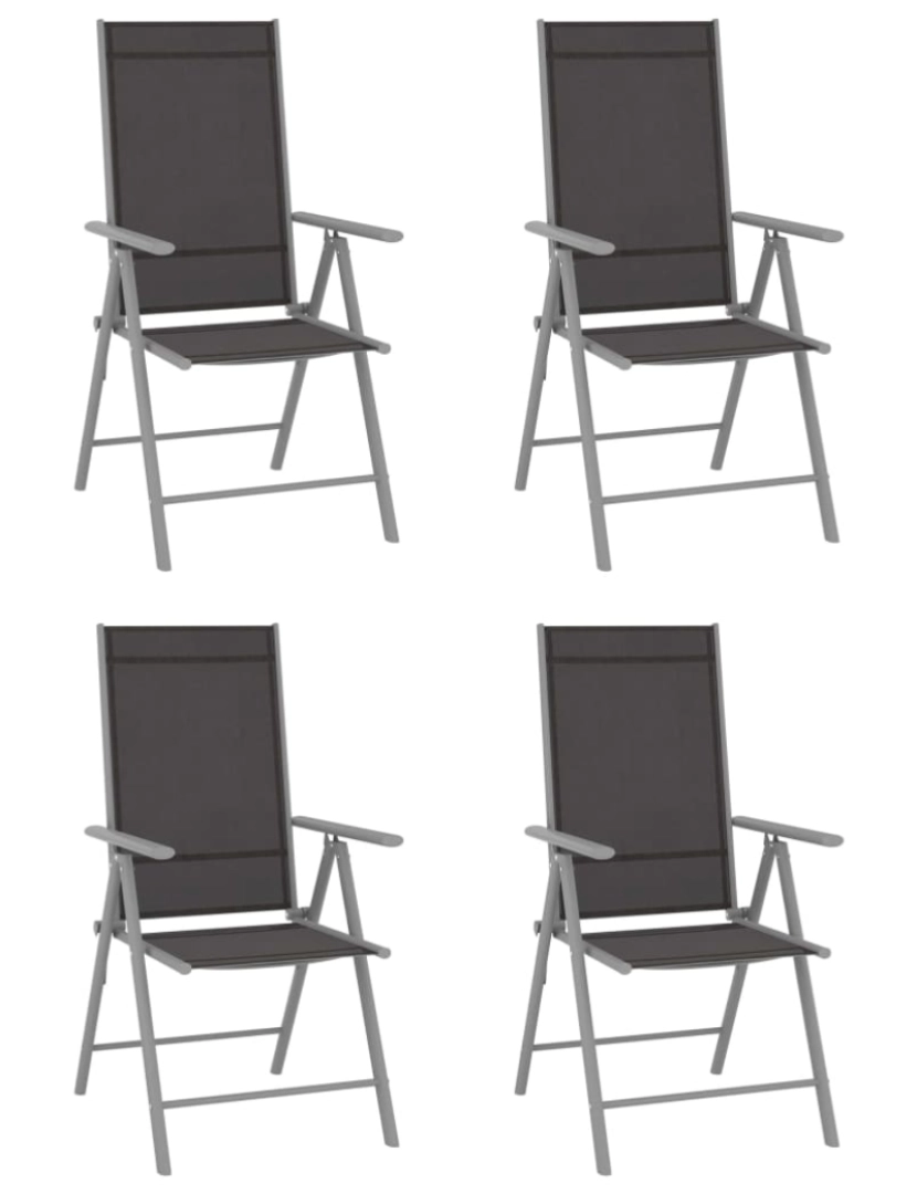 imagem de vidaXL Cadeiras de jardim dobráveis 4 pcs textilene preto1