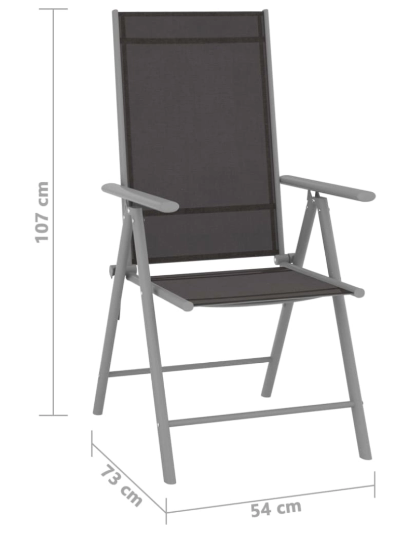 imagem de vidaXL Cadeiras de jardim dobráveis 4 pcs textilene preto9