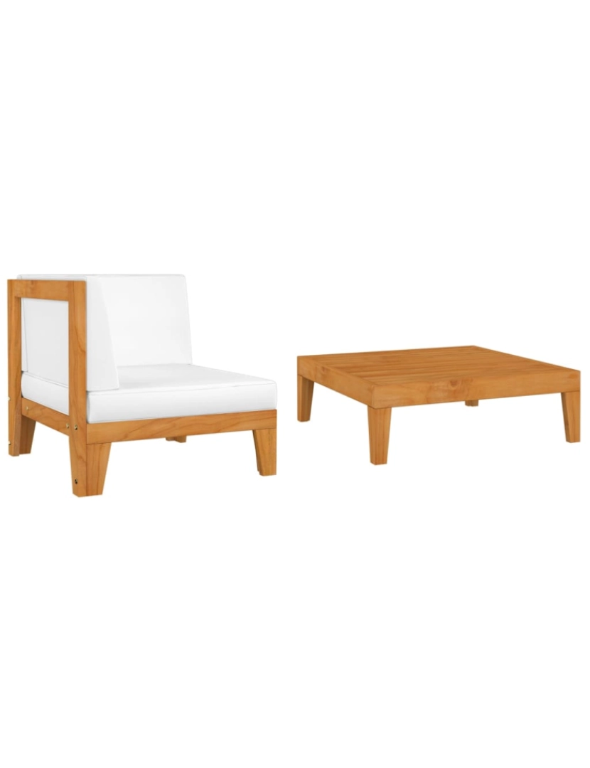 imagem de vidaXL 2 pcs conjunto lounge de jardim c/ almofadões acácia maciça1