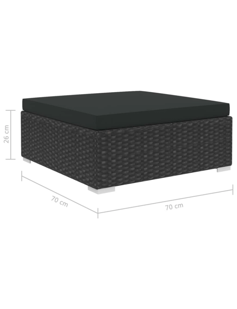 imagem de vidaXL 6 pcs conjunto lounge de jardim c/ almofadões vime PE preto10