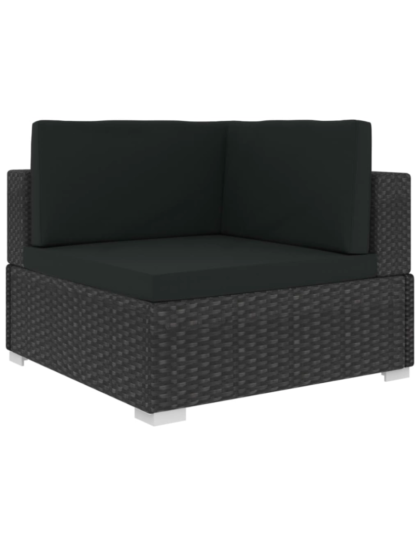 imagem de vidaXL 6 pcs conjunto lounge de jardim c/ almofadões vime PE preto5