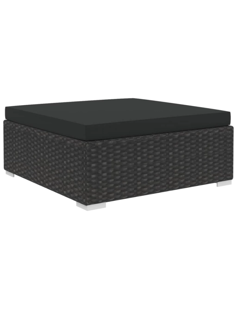 imagem de vidaXL 6 pcs conjunto lounge de jardim c/ almofadões vime PE preto6