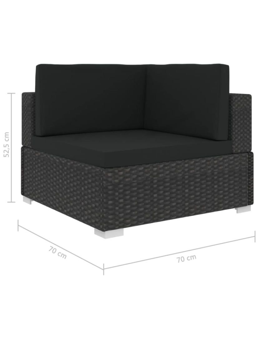 imagem de vidaXL 6 pcs conjunto lounge de jardim c/ almofadões vime PE preto9