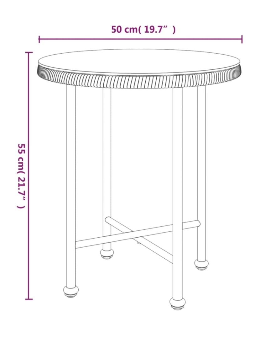 imagem de vidaXL Mesa de jantar Ø50 cm   vidro temperado e aço7