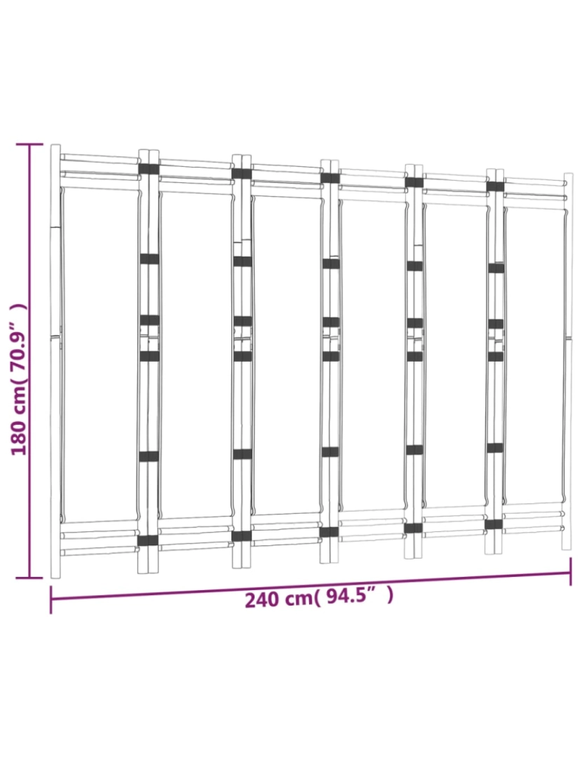 imagem de vidaXL Divisória/biombo com 6 painéis dobráveis 240 cm bambu e lona10