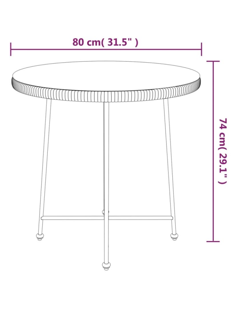 imagem de vidaXL Mesa de jantar Ø80 cm  vidro temperado e aço7