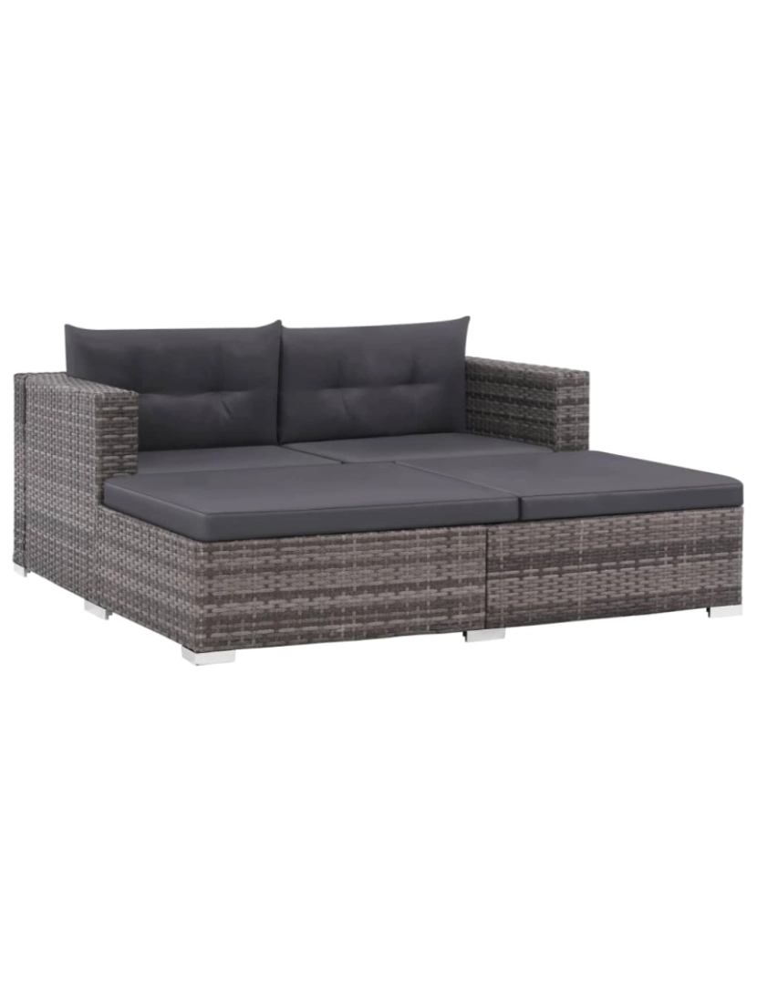 Vidaxl - vidaXL 3 pcs conjunto lounge de jardim c/ almofadões vime PE cinzento